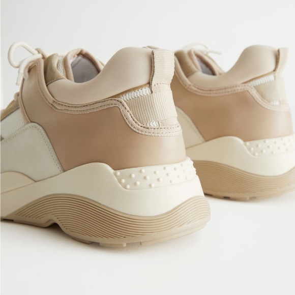 & Other Stories Chunky Sole Technical Sneakers Beige White Color Block Size 10 - Picture 9 of 11